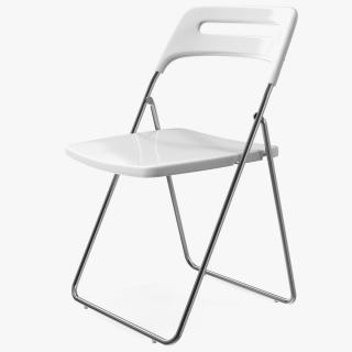 Plastic Folding Chair White 3D
