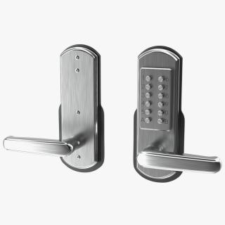 3D Push Button Door Lock Silver model