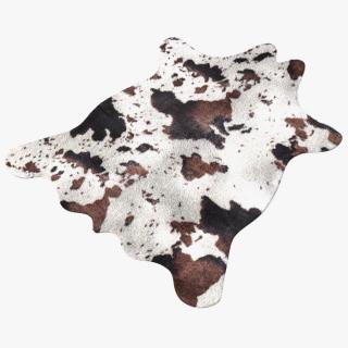 Brown and White Spotted Cowhide Rug Fur 3D model