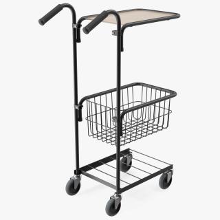 3D model Mini Trolley with Shelf and Basket Black