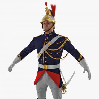3D model French Republican Guard in Traditional Uniform with Fur
