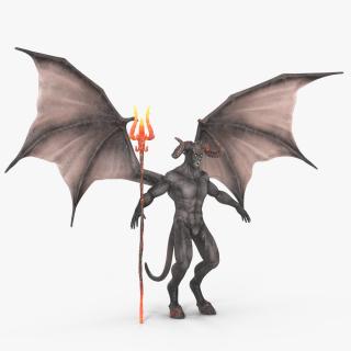 Devil Character with Trident Rigged for Maya 3D model