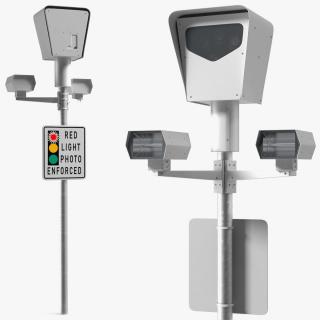3D model Traffic Control Red Light Camera on Pole