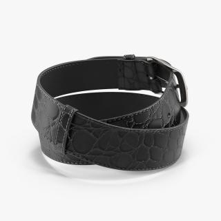 3D Black Mock Croc Leather Belt model