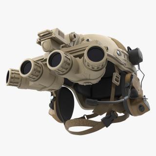 Tactical Helmet Sand Camo with Fur 3D model