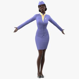 Dark Skinned Black Stewardess 3D model