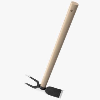 Cultivating Hoe on Wooden Handle 3D