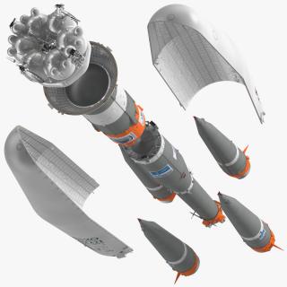 3D Soyuz 2 Orbital Launch Vehicle Main Parts