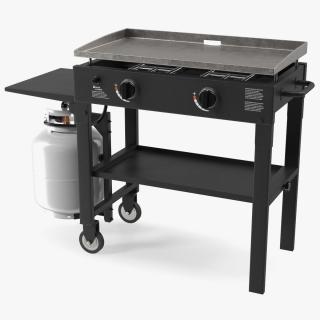 Flat Top Griddle Station with Gas Cylinder 3D