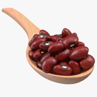Dark Red Kidney Beans in a Spoon 3D