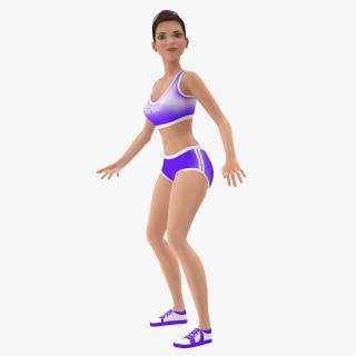 Cartoon Young Girl Sportive Clothes Rigged 3D