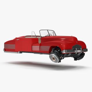 3D model Hover Retro Car Red New Rigged