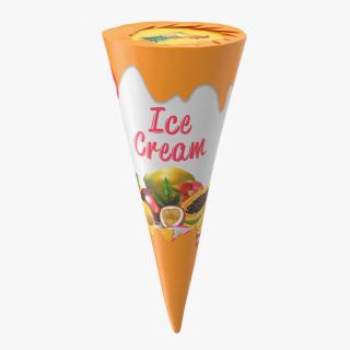 3D Cone Ice Cream Package Mockup Tropic