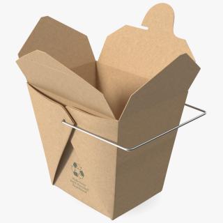 3D Kraft Paper Take Out Food Container 32 Oz Opened model