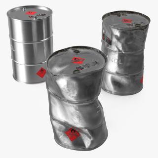 3D model Ethanol Metal Barrels Set