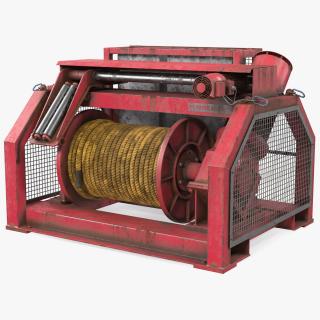 3D model Wire Rope Mooring Winch Rigged