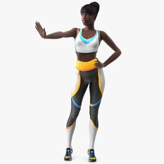 Dark Skin Fitness Woman Standing Pose 3D