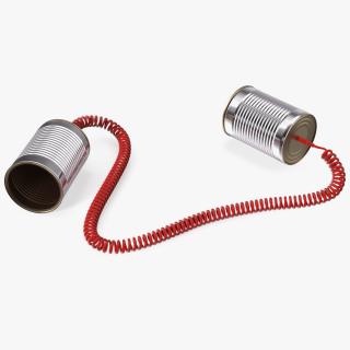 3D model Tin Can Phone with Coiled Cord