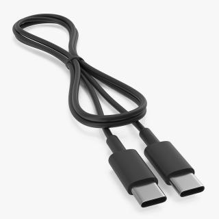 USB Type-C to Type-C Cable Folded Black 3D model