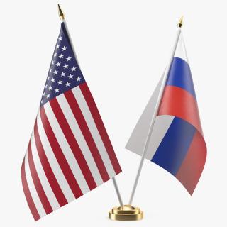 3D Table Flags USA and Russia
