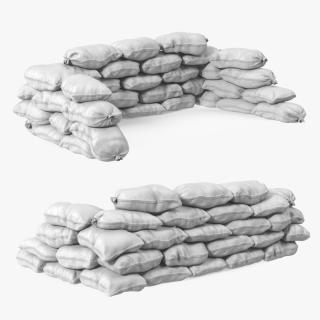 3D White Sandbag Barricade model