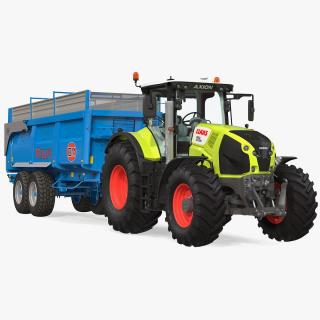 3D Tractor Claas Axion 800 with Maupu 18t Trailer
