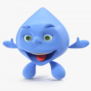 3D Cartoon Character Water Drop Smiling