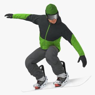 Snowboarder Jump Flight Stunt 3D model
