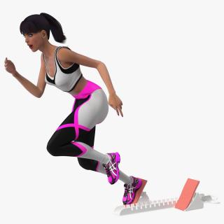 3D model Woman Athlete with Starting Block Rigged