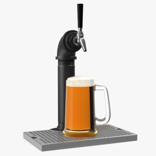 3D Black Iron Beer Tower Single Tap with Beer Mug