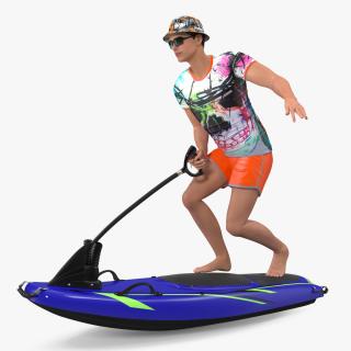 Man with Jet Surfboard 3D
