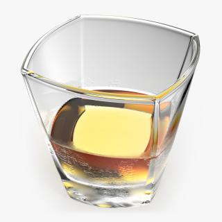 3D Misted Square Twisted Rocks Glass With Whiskey