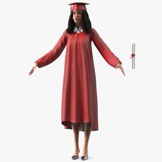 3D model Light Skin Graduation Gown Woman Neutral Pose