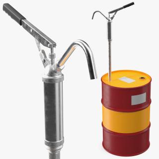 Lever Hand Pump with Oil Drum 3D model