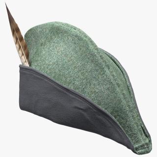 Robin Hood Cap with Feather Grey 3D