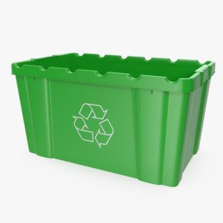 Green Recycling Bin 3D model