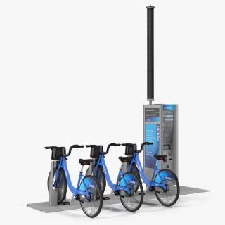 3D model Sharing System Citi Bike Pay Station with Bicycles