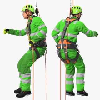 High Altitude Alpinist Worker Suspended 3D model