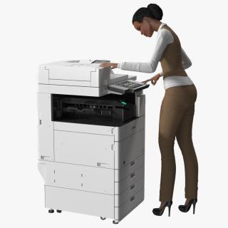 Canon Multifunction Copier with Business Style Woman Rigged 3D model