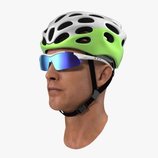 Bicyclist Head in Helmet with Glasses 3D