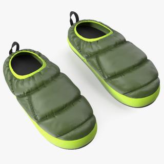 Green Down Slippers 3D model