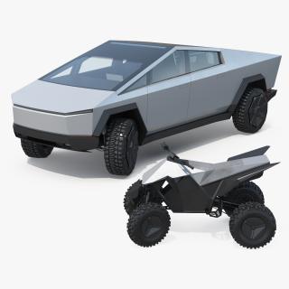 Tesla Cybertruck with Cyberquad ATV Rigged 3D