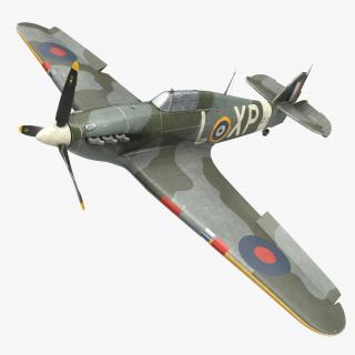 3D Hawker Hurricane Weathered Rigged model