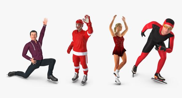 3D Winter Sport Rigged Characters Collection