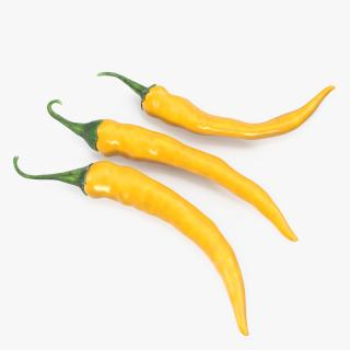 Chili Peppers Set Yellow 3D model