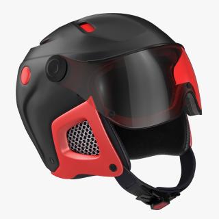 Ski Helmet with Integrated Goggles 3D model