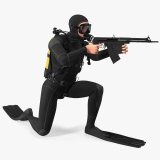 3D model Combat Swimmer with Underwater Rifle APS