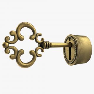 3D Old Key In Keyhole model