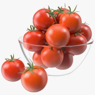 3D Cherry Tomatoes in Glass Bowl Fur model