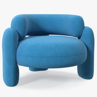 Blue Rounded Silhouette Armchair 3D